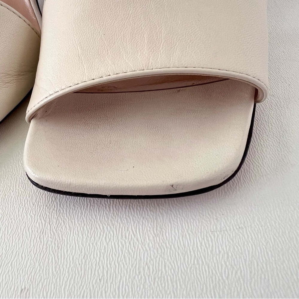 GUCCI || Bamboo Buckle Mule Sandals White Leather Block Heel EU 37 - Picture 6 of 16